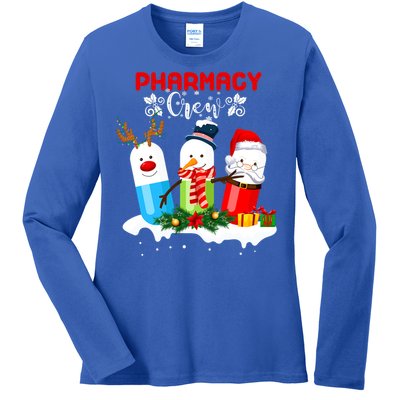 Pharmacy Crew Christmas Pills Snow Reindeer Santa Claus Gift Ladies Long Sleeve Shirt