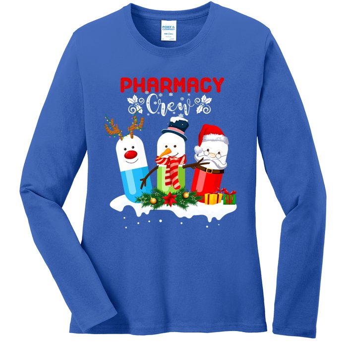 Pharmacy Crew Christmas Pills Snow Reindeer Santa Claus Gift Ladies Long Sleeve Shirt