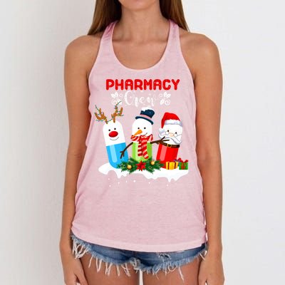 Pharmacy Crew Christmas Pills Snow Reindeer Santa Claus Gift Women's Knotted Racerback Tank