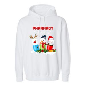 Pharmacy Crew Christmas Pills Snow Reindeer Santa Claus Gift Garment-Dyed Fleece Hoodie