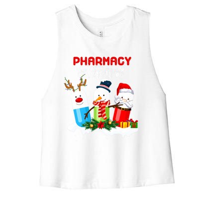 Pharmacy Crew Christmas Pills Snow Reindeer Santa Claus Gift Women's Racerback Cropped Tank