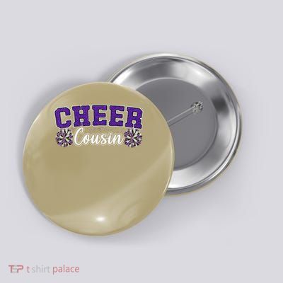 Purple Cheer Cousin My Favorite Cheerleader Calls Me Cousin Gift Button