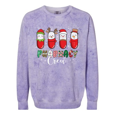 Pharmacy Crew Christmas Pills Snow Reindeer Santa Lights Gift Colorblast Crewneck Sweatshirt