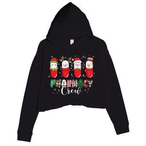 Pharmacy Crew Christmas Pills Snow Reindeer Santa Lights Gift Crop Fleece Hoodie