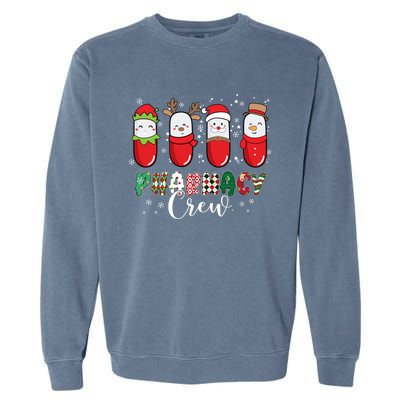 Pharmacy Crew Christmas Pills Snow Reindeer Santa Lights Gift Garment-Dyed Sweatshirt