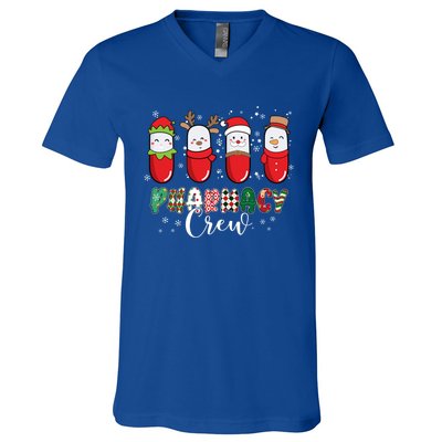 Pharmacy Crew Christmas Pills Snow Reindeer Santa Lights Gift V-Neck T-Shirt