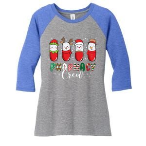 Pharmacy Crew Christmas Pills Snow Reindeer Santa Lights Gift Women's Tri-Blend 3/4-Sleeve Raglan Shirt