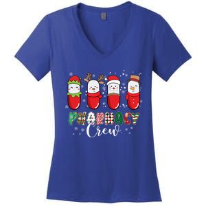 Pharmacy Crew Christmas Pills Snow Reindeer Santa Lights Gift Women's V-Neck T-Shirt