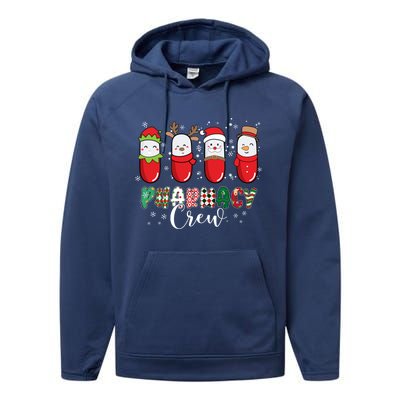 Pharmacy Crew Christmas Pills Snow Reindeer Santa Lights Gift Performance Fleece Hoodie