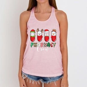 Pharmacy Crew Christmas Pills Snow Reindeer Santa Lights Gift Women's Knotted Racerback Tank