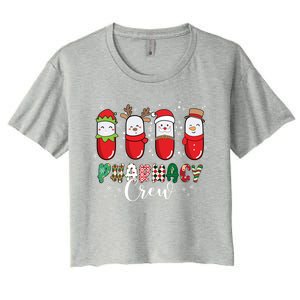 Pharmacy Crew Christmas Pills Snow Reindeer Santa Lights Gift Women's Crop Top Tee