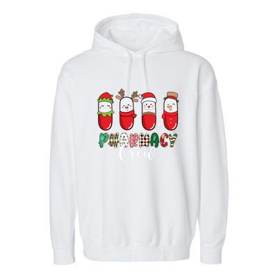 Pharmacy Crew Christmas Pills Snow Reindeer Santa Lights Gift Garment-Dyed Fleece Hoodie