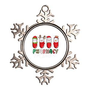 Pharmacy Crew Christmas Pills Snow Reindeer Santa Lights Gift Metallic Star Ornament