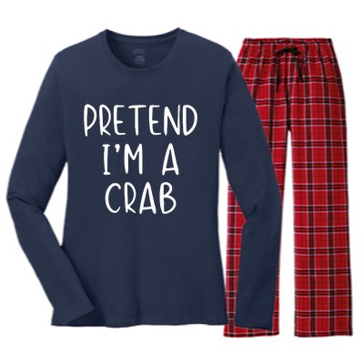 Pretend Crab Costume Halloween Lazy Easy Women's Long Sleeve Flannel Pajama Set 