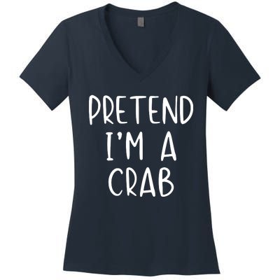 Pretend Crab Costume Halloween Lazy Easy Women's V-Neck T-Shirt