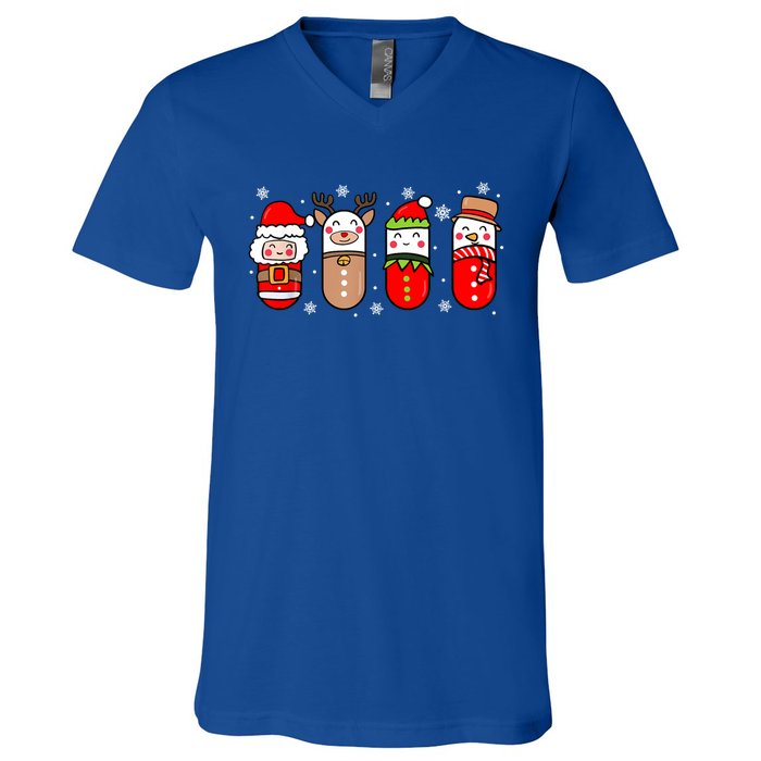 Pharmacy Crew Christmas Pills Snow Reindeer Xmas Pajamas Gift V-Neck T-Shirt