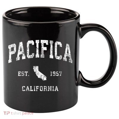 Pacifica California Ca Vintage Athletic Sports Design 11oz C Handle Ceramic Mug