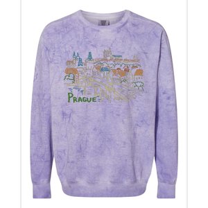 Prague City Charles Bridge Colorblast Crewneck Sweatshirt