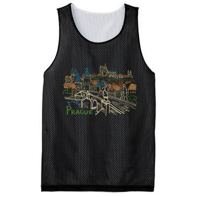 Prague City Charles Bridge Mesh Reversible Basketball Jersey Tank