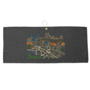 Prague City Charles Bridge Large Microfiber Waffle Golf Towel