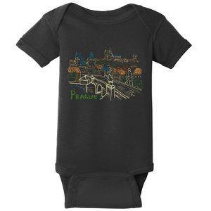 Prague City Charles Bridge Baby Bodysuit