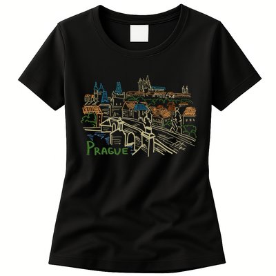 Prague City Charles Bridge Womens T-Shirt