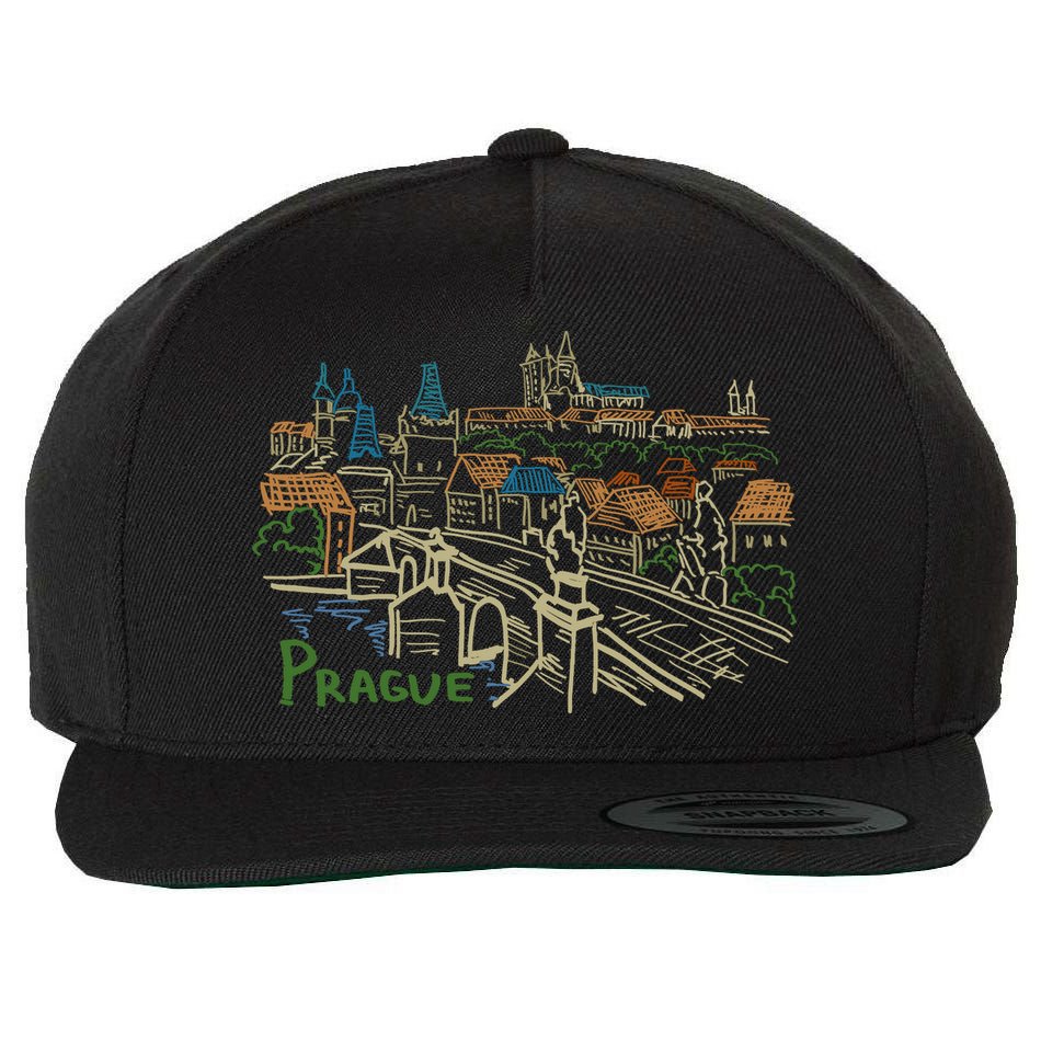 Prague City Charles Bridge Wool Snapback Cap