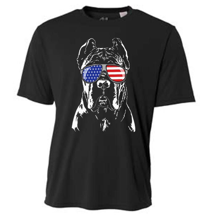 Proud Cane Corso American Flag Sunglasses Patriotic Dog Cooling Performance Crew T-Shirt