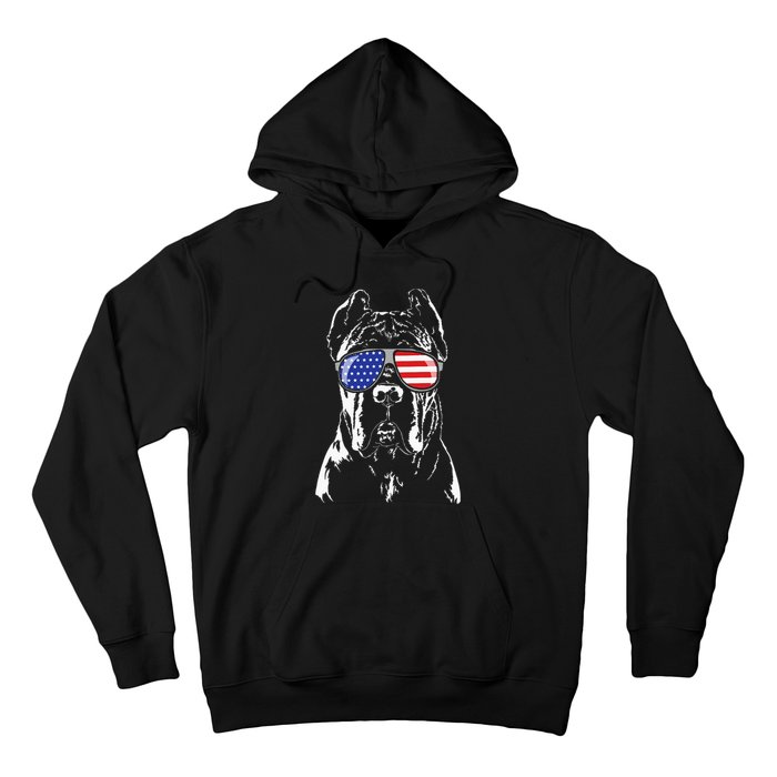 Proud Cane Corso American Flag Sunglasses Patriotic Dog Hoodie