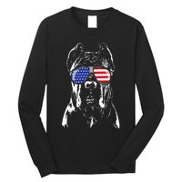 Proud Cane Corso American Flag Sunglasses Patriotic Dog Long Sleeve Shirt