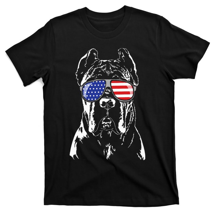 Proud Cane Corso American Flag Sunglasses Patriotic Dog T-Shirt