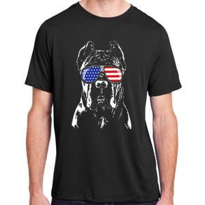 Proud Cane Corso American Flag Sunglasses Patriotic Dog Adult ChromaSoft Performance T-Shirt