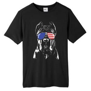 Proud Cane Corso American Flag Sunglasses Patriotic Dog Tall Fusion ChromaSoft Performance T-Shirt