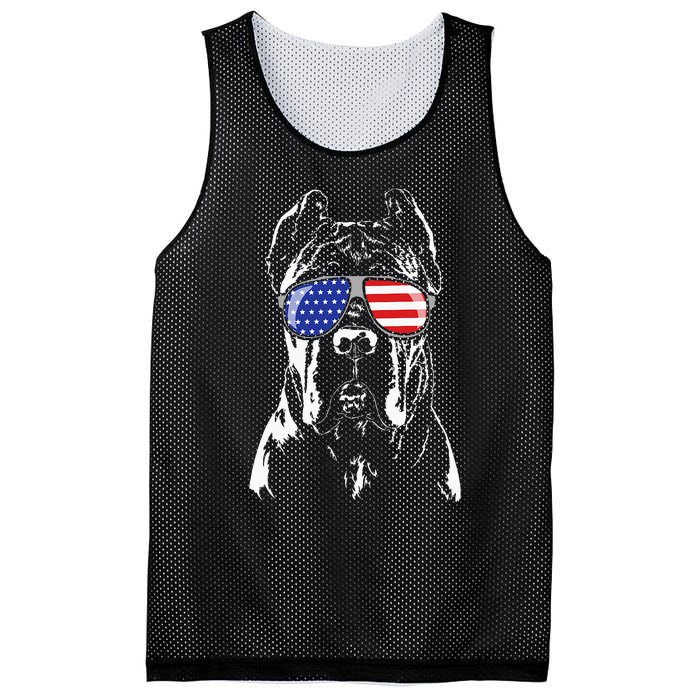 Proud Cane Corso American Flag Sunglasses Patriotic Dog Mesh Reversible Basketball Jersey Tank