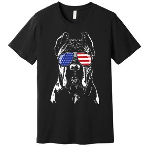 Proud Cane Corso American Flag Sunglasses Patriotic Dog Premium T-Shirt