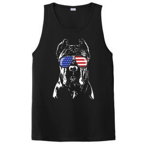 Proud Cane Corso American Flag Sunglasses Patriotic Dog PosiCharge Competitor Tank