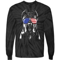 Proud Cane Corso American Flag Sunglasses Patriotic Dog Tie-Dye Long Sleeve Shirt