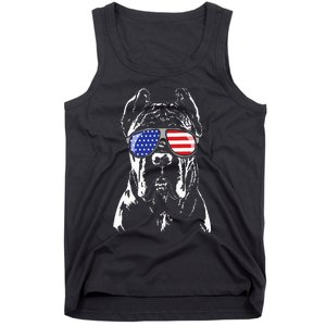 Proud Cane Corso American Flag Sunglasses Patriotic Dog Tank Top