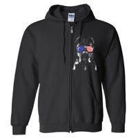 Proud Cane Corso American Flag Sunglasses Patriotic Dog Full Zip Hoodie