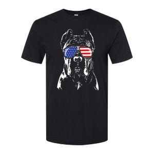 Proud Cane Corso American Flag Sunglasses Patriotic Dog Softstyle CVC T-Shirt