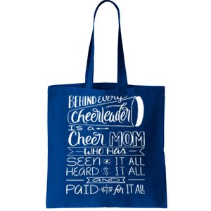 Proud Cheer Cheerleader Mom Parent Saying Seen Heard Paid Funny Gift Tote Bag