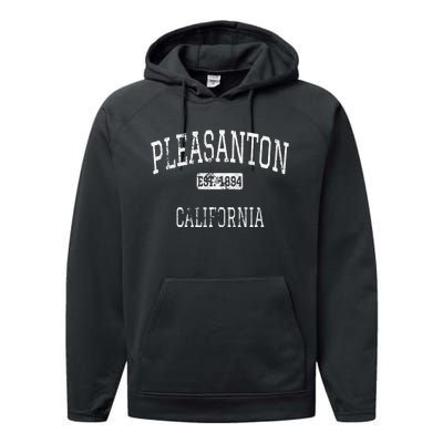 Pleasanton California Ca Vintage Performance Fleece Hoodie