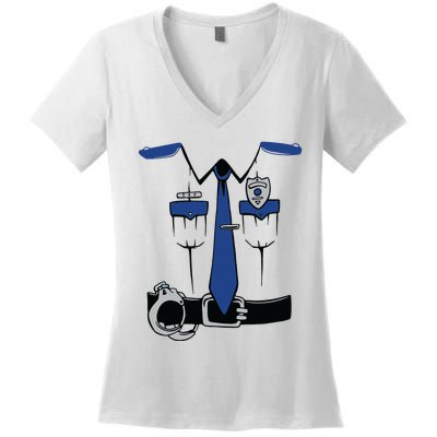 Police Costume Cop Uniform Officer Halloween Women's V-Neck T-Shirt