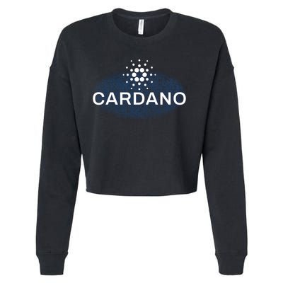 Pixel Cardano Cryptocurrency Logo Cropped Pullover Crew