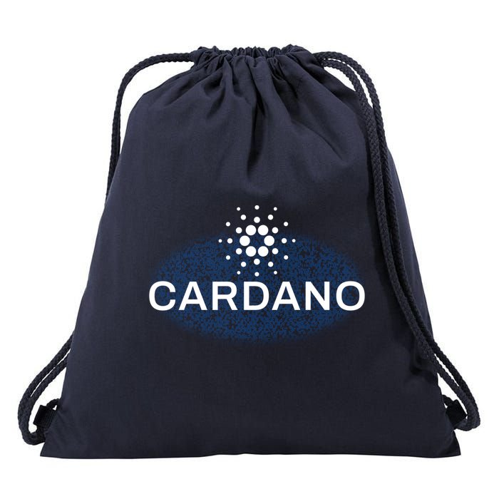 Pixel Cardano Cryptocurrency Logo Drawstring Bag