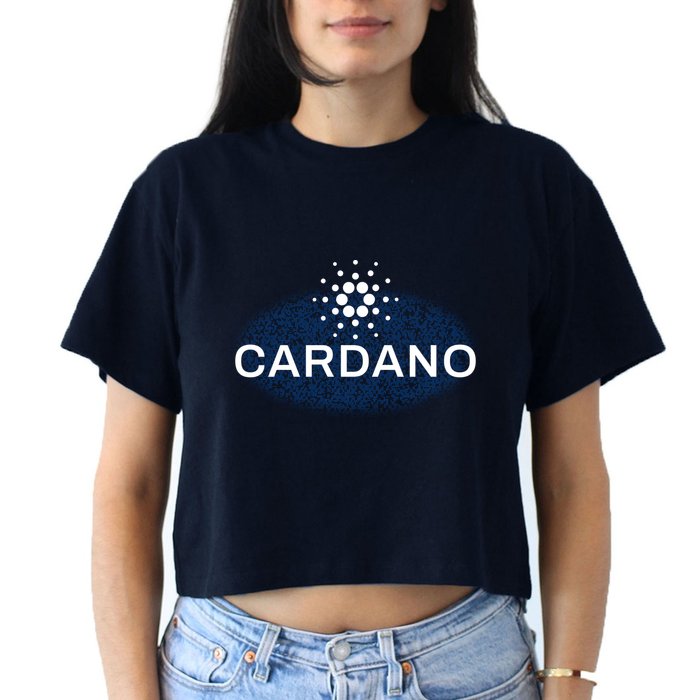 Pixel Cardano Cryptocurrency Logo Women's Crop Top Tee