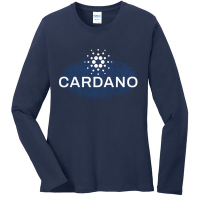 Pixel Cardano Cryptocurrency Logo Ladies Long Sleeve Shirt