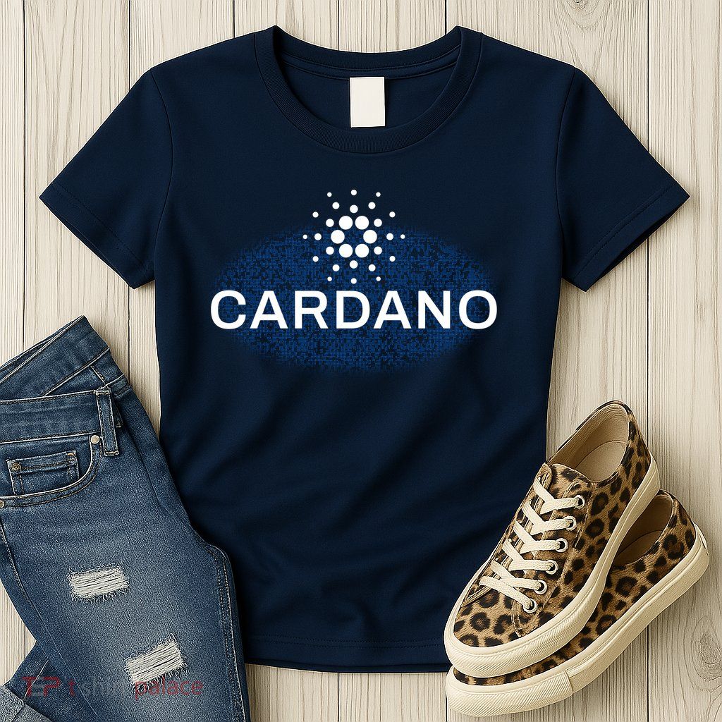 Pixel Cardano Cryptocurrency Logo Womens T-Shirt