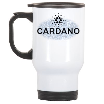 Pixel Cardano Cryptocurrency Logo Stainless Steel Travel Mug