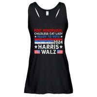 Postmenopausal Childless Cat Lady Ready To Vote Harris Walz Ladies Essential Flowy Tank